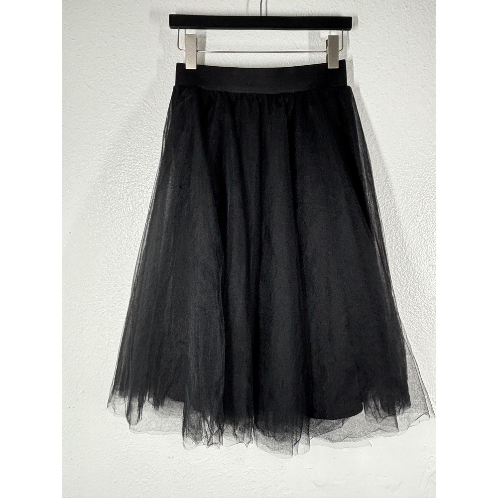 Windsor Black Tulle Midi Skirt Small Ballerina Mesh A-Line Whimsigoth Elastic EC